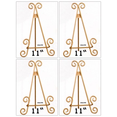 (4) 11" GOLD  Scroll METAL Easel Plate Stand Tripar 55711 HIGH QUALITY   162170253850